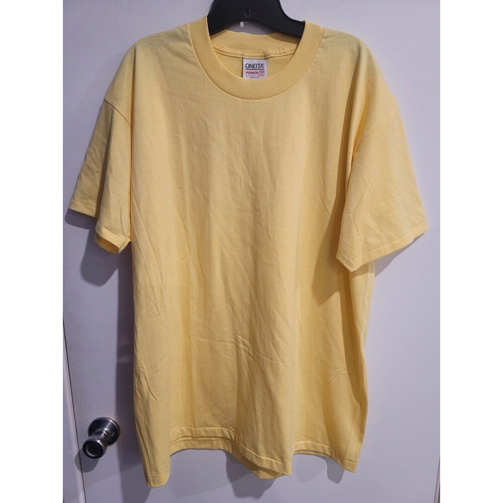 Vintage 1990s Oneita Yellow Power /50 Blank Tee
Single Stitch XL Shirt